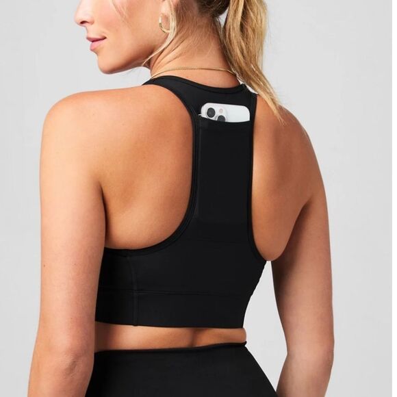 Fabletics Large Sports Bra Phone Pocket Black - Picture 1 of 6